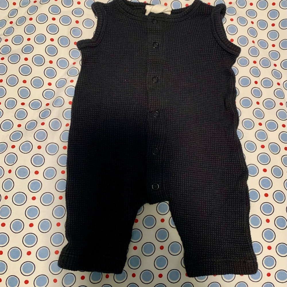 Button-Front Knit Baby Romper - Black